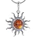 Produktbild ANDANTE Premium Collection - Echter OSTSEE Bernstein Kettenanhänger in 925 Sterling Silber ** Sonne ** Zertifiziert - Gold des MEERES - Farbe Cognac