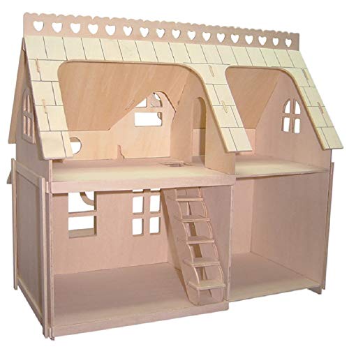 lemogo Casa de muñecas de Madera (casa separada) - Kit de construcción Artesanal de Madera con Muebles (DH0031)