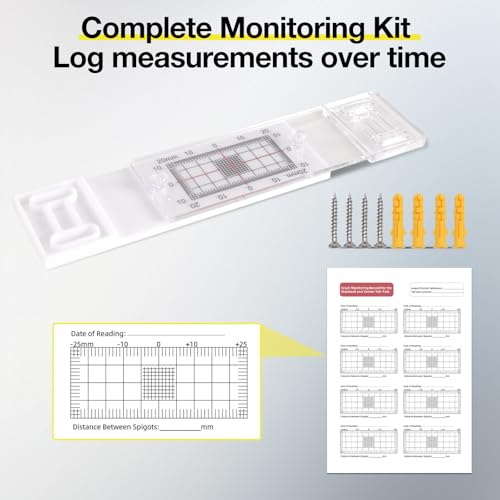 Image of Crack Monitor with 2 Pre-Set Pegs - Precision Crack Monitoring Gauge for Walls - Easy Alignment, Bidirectional Crack Gauge for Internal /External Use, with Screws & Record Sheet(3 pcs)