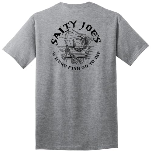 SALTY JOES Men's Rum n' Bones Heavy Cotton T-Shirt-XL-Athletic Heather/b