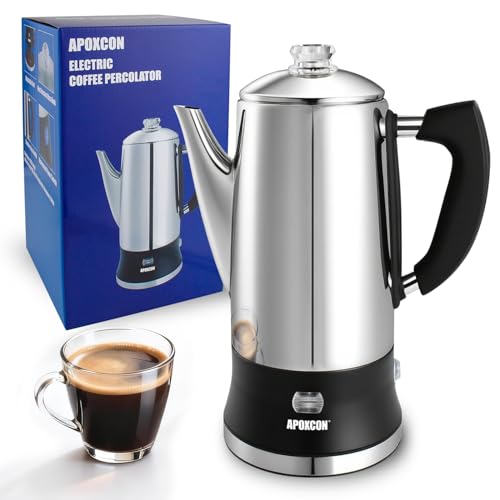 APOXCON Electric Coffee Percolator with Glass Knob