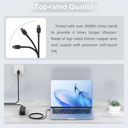 65W Laptop Charger Compatible with Lenovo Thinkpad T460 T470 T470S T431S T440 T440S T440P T450 T460S E531 E570 E560 L470 L460 L440 X270 X250 X240 G40 G50; Yoga 2 11 11s 13 2 Pro 13 Power Supply Cord by ROLADA - Image 4