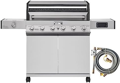 Monument Grills 6-Burner Convertible Natural Gas Smart bbq Grill Stainless Steel Denali 605 with Conversion Kit