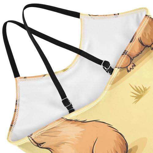 Pigsaly Girls One Piece Swimsuits Cute Capybara Desert Wild West Kids Cross Back Swimwear Beach Sport Bathing Suit 3T4