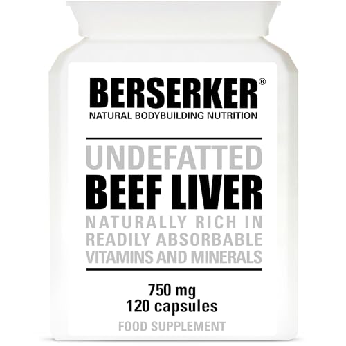 Berserker Desiccated Beef Liver Supplement 750mg per Capsule 120 Capsules, Un-defatted to Provide Full Absorption of Naturally Occurring Vitamins and Minerals Found in Beef Liver | Made in The UK
