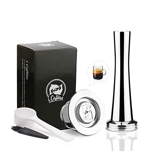 i Cafilas Capsule Filtre de Café Réutilisables, Capsules de Café Rechargeables Compatibles avec machine à café Acier Inoxydable + Tamper à café + Cuillère + Brosse