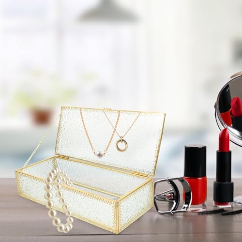 STOBAZA Boîte à Bijoux Coffret de Rangement pour Bijoux Boîte Cadeau Décorative Verre Organisateur pour Boucles Oreilles et Colliers – vue 7