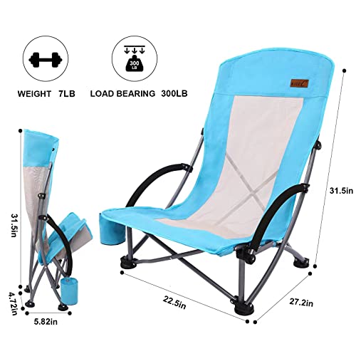 Nice C Beach Chair, Lightweight Camping Outdoor Chair With High Mesh Back, Heavy Duty Portable Chair With Carry Bag For Camping, Bbq, Travel, Festival, Picnic(Set Of 2 Blue) #TOP2