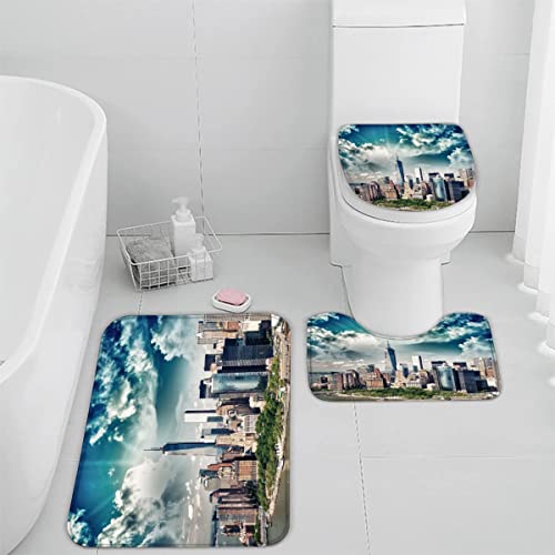 Badematten Set 3D 40x60 New York absorbierend 3-teiliges Badezimmerteppich-Set maschinenwaschbare weich badteppich…