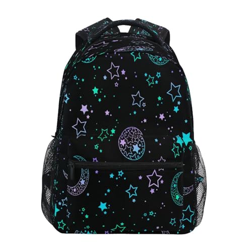 Backpack School Bookbag Travel Bag Star Moon Sun for Girls Boys Teen