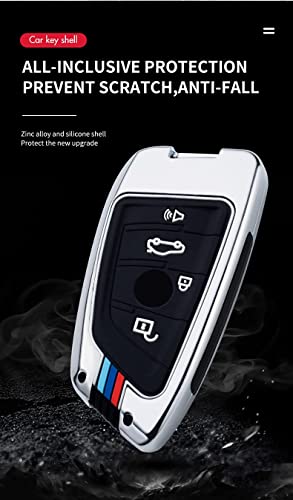 Bradegeve Key Fob Cover Case, Keychain, Metal Shell Cover Compatible For Bmw 2 5 6 7 X1 X2 X3 X5 X6 Series (Gunmetal) #TOP6