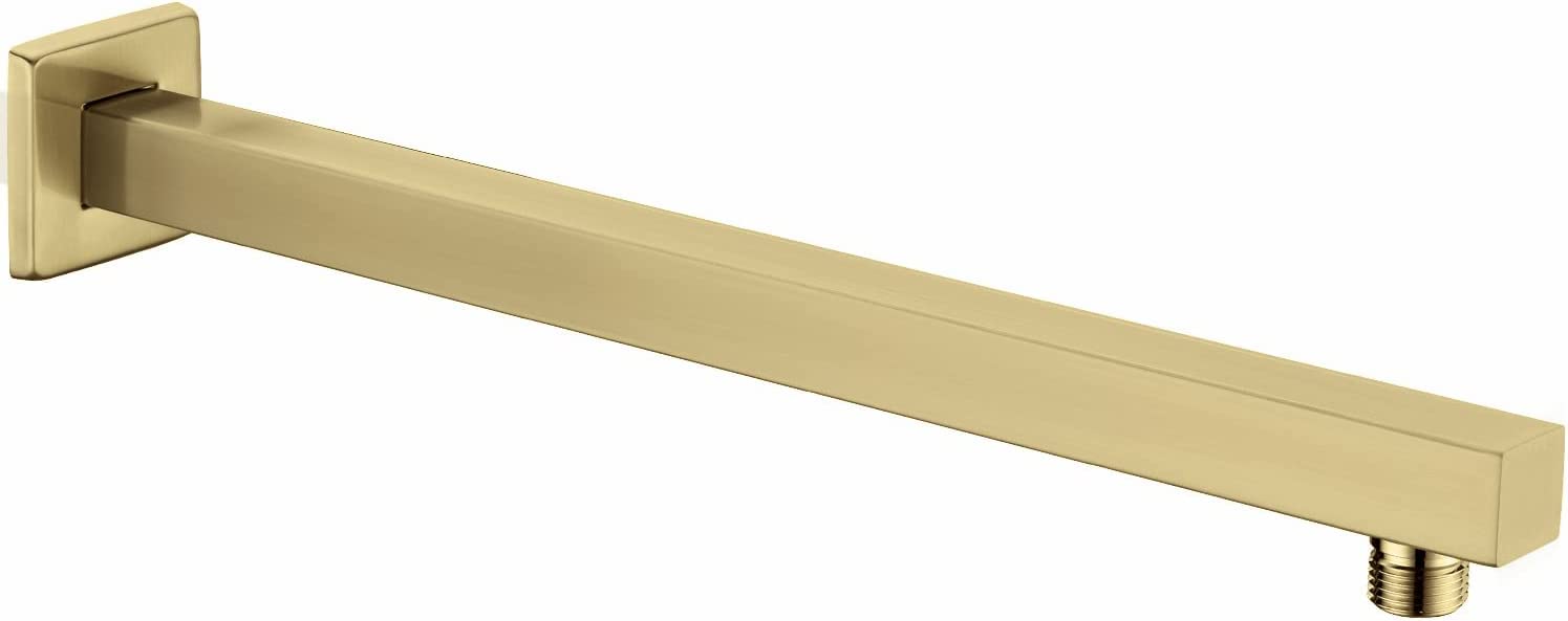 Braccio doccia da 40,6 cm, estensore per soffione doccia a pioggia con flangia e nastro in teflon, in acciaio inossidabile spesso, per soffione doccia a pioggia (oro spazzolato)