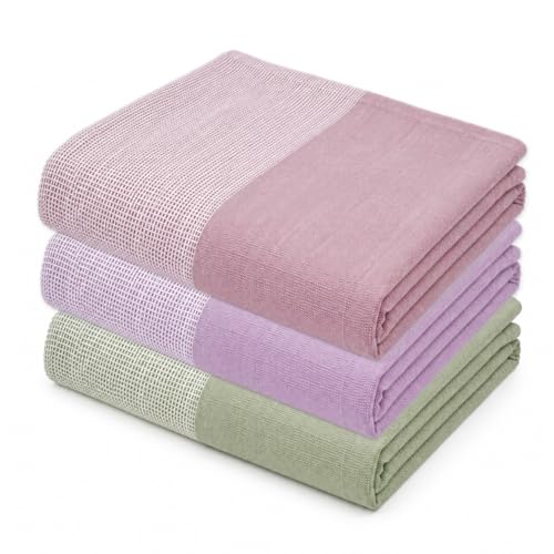 Image of Thirsty Towel by Doctor Towels, Bamboo Bath Towel Slub 250 GSM | Pack of 3 Quick Dry & Ultra Soft | Antimicrobial Bamboo Towels for Bath Large Size 75 x 150 cm for Men & Women - Pink, Viola, Green