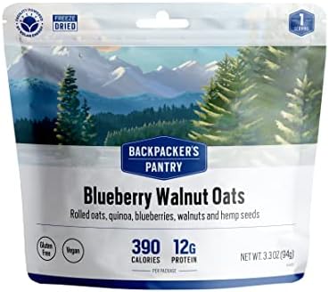 Backpacker's Pantry Blueberry Walnut Oats - Freeze Dried Backpacking & Camping Food - Emergency Food - 12 Grams of Protein, Vegan, Gluten-Free - 1 Count