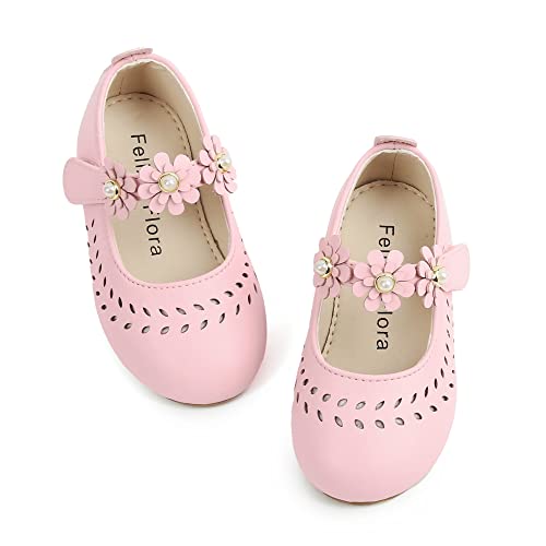Image of Felix & Flora Girls Toddler Little Ballet Shoes - Flower Girls Mary Jane Flats Dress Shoes Party Wedding