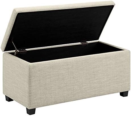 Amazon Basics Upholstered Storage Ottoman and Entryway Bench, 90 cm Wide, Beige