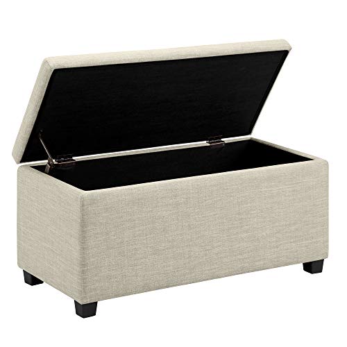 Amazon Basics Upholstered Storage Rectangular Ottoman And Entryway Bench, Wide, Beige, 35.5"W X 16.5"D X 17"H #TOP4
