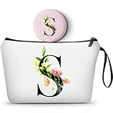 SEAMOON Gifts for Women Birthday Unique, Makeup Bag, Gifts for Mom Birthday,Bridal Shower Gift, Womens Gifts for Birthday, Initial Gifts for Women,Cosmetic Bag with Mirror,Mothers Day Gifts,S