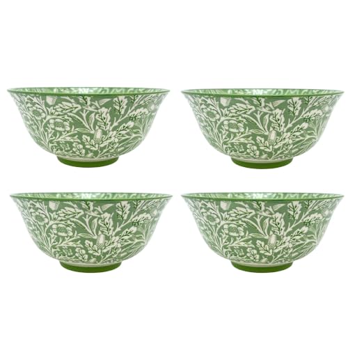 Image of Set of 4 William Morris Acorn Fine China Serving Bowls, 16cm Cereal Bowls