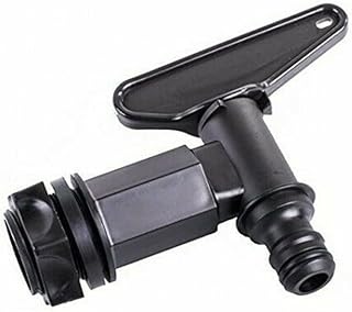 1 llave de repuesto para barril de lluvia, grifo de agua resistente con tuercas de latón y plástico, adaptador de tanque para manguera de jardín (rosca de plástico)