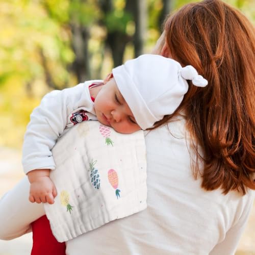 Image of PAXCOO 2 pc Baby Muslin Washcloths,100% Cotton Face Towels, 6 Layer Super Soft Absorbent Reusable Baby Napkins Burp Cloth Face Towels for Newborn Infant Care Feeding Cleaning Use (25x50 cm)