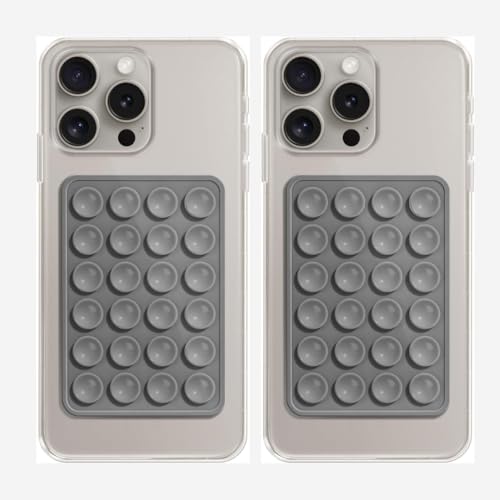 Image of SKYSIA Suction Phone Case,Sticky Mount Pad, Silicone Suction Phone Case for Hands-Free Mobile Accessory Holder Grip, Video Phone Accessory Compatible with Mirror, Shower - (Pack of 1) (Gry+Gry)