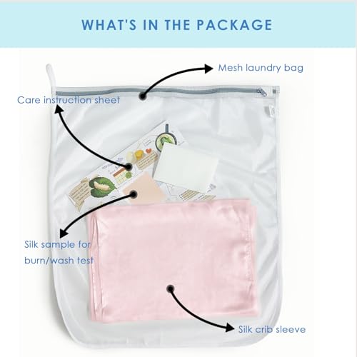 Image of PROMEED 2 Pack 100% Mulberry Silk Crib Sleeve for Baby Hair Loss Prevention, Premium 23 Momme Natural Silk Bassinet Slip for Bassinets /Cradles /Cots /Cribs (Pink)