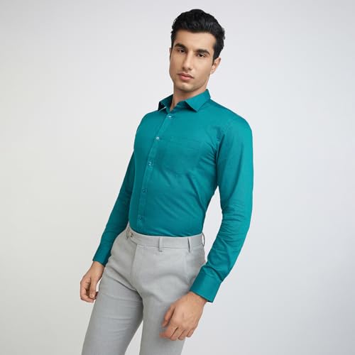 Image of Park Avenue Men Pure Cotton Slim Fit Structure Pattern Semi Cutaway Collar Formal Shirt