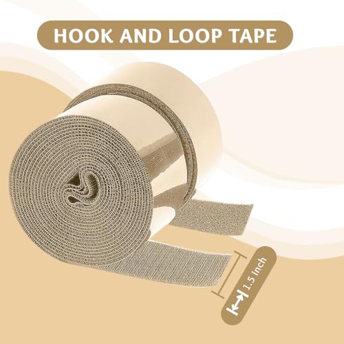 Image of 1.5 inch x 1 Yards Beige Wide Hook and Loop with Self Adhesive Tape Strong Sticky Back Roll Nylon Heavy Duty Strips Excellent Grip Fabric Softener for Home Office School Car Craft Organizer