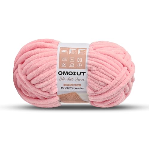 Image of Pink Chunky Chenille Yarn for Crocheting, Soft Baby Blanket Yarn, Chunky Knit Blanket Crochet Yarn, #7 Super Bulky, 3.5 oz /54.6 yds Fluffy Velvet Amigurumi Yarn