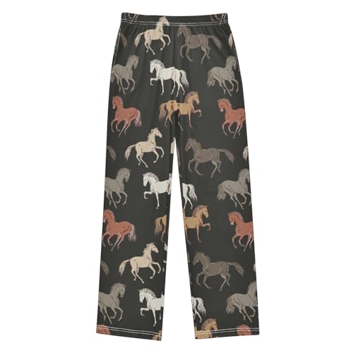 ZZXXB Horse Colorful Print Boys Long Pants Soft Trousers Elastic Waist Kids Lounge Bottoms with Pockets S-XL
