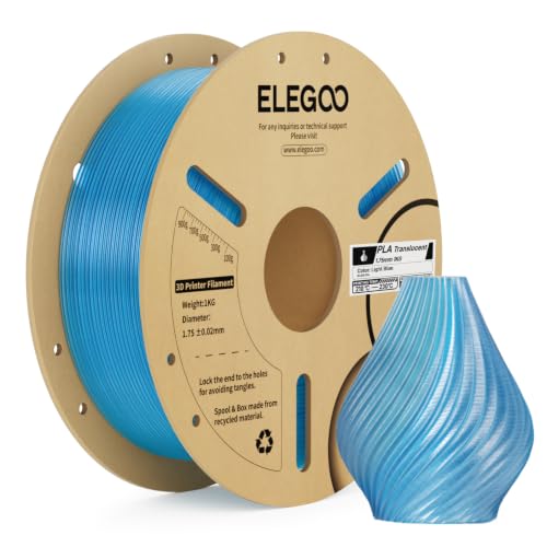 Image of ELEGOO PLA 3D Printer Filament 1.75mm Translucent Light Blue 1KG