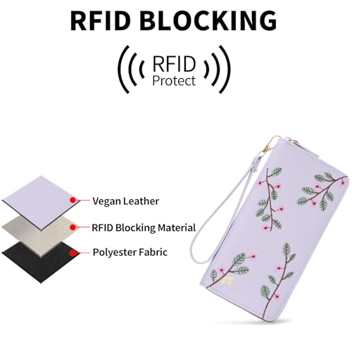 Image of RNIEGA Womens Wallet RFID Blocking Vegan Leather Zipper Around Ladies Wallets Long Clutch Purse with Wristlet