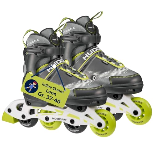 HUDORA Inline Skates Leon - Lime - Inliner für Kinder/Jugendliche & Erwachsene in Größe 37-40 - Inlineskates bis zu 4 Größen verstellbar - Bequeme & stilvolle Rollerskates HUDORA Inline Skates Leon - Lime - Inliner für Kinder/Jugendliche & Erwachsene in Größe 37-40 - Inlineskates bis zu 4 Größen verstellbar - Bequeme & stilvolle Rollerskates