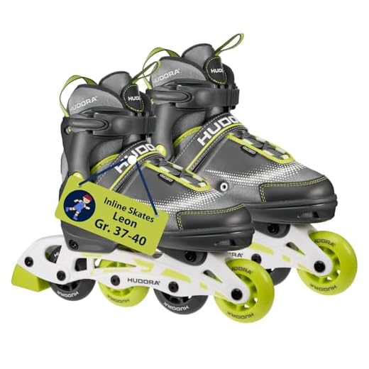 HUDORA Inline Skates Leon - Lime - Inliner für Kinder/Jugendliche & Erwachsene in Größe 37-40 - Inlineskates bis zu 4 Größen verstellbar - Bequeme & stilvolle Rollerskates
