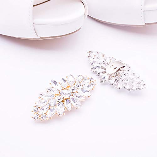 Ruihfas Fashion Decorative Silver / Gold Tone Crystal Rhinestone Shoes Clutch Dress Hat Shoe Clips 2 Pcs (Gold Tone) #TOP5