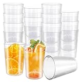 GEMLORD 48 Pack 8 oz Clear Plastic Cup Reusable Restaurant Drinking Glasses, Stackable Frosted Shatterproof Drink Tumblers Bulk for Party and Catering Supplies, Kitchen