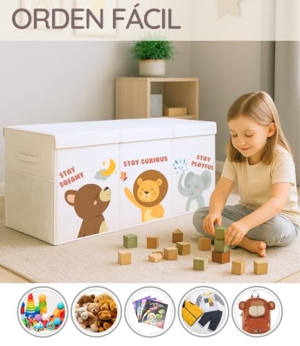 Miniatura 6 de Nojube Baúl Juguetes Infantil Grande Xl - Cesta Almacenaje Juguetes Plegable Y Resistente - Juguetero Organizador De Juguetes Infantil De Tela Oxford - Caja Juguetes Almacenaje Dormitorio Con Tapa
