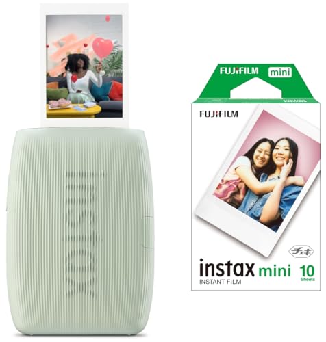 富士フイルム(FUJIFILM) クリスマスプレゼント お年玉ギフト チェキ スマホプリンター instax mini Link3 セージグリーン INS MINI LINK3 S GREEN & インスタントカメラ チェキ用フィルム 10枚入 INSTAX MINI JP 1