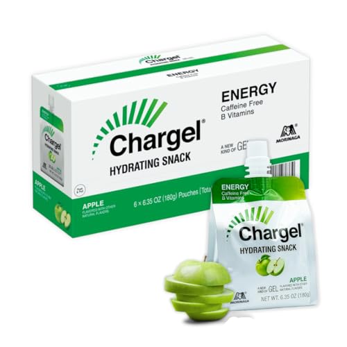 Image of Chargel Apple, Caffeine-Free Instant Energy Gel Running, Biking, Workout, Hiking Essentials for Women & Men, Gifts for Runners - Carbs Vitamins, Gluten Free - Pack of 6 Gels - 6.35oz Each