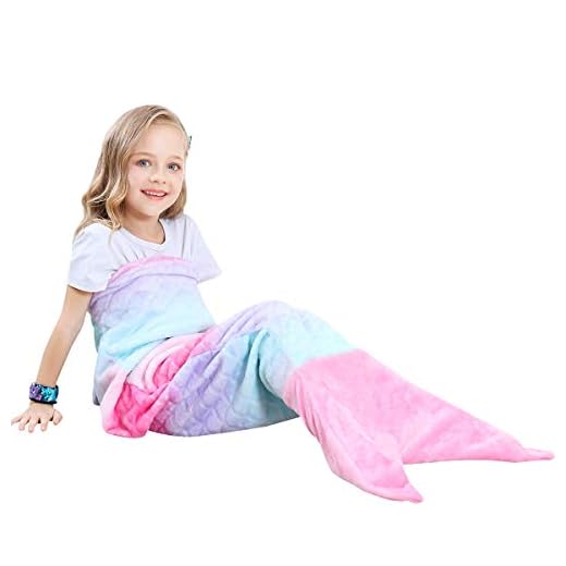 VHOME barn sjöjungfru filt presenter bästa – personlig varm vardagsrum soffa filt sovsäck leksak barn till jul födelsedagspresent (V1-rosa, barn 120 cm x 48 cm)