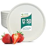Verde Planet - 12 inch Round Pizza Plates - Biodegradable, Tree Free Sugarcane Fiber, Ecofriendly,...