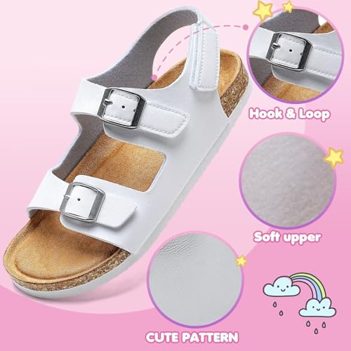Image of Torotto Toddler Kids Sandals Boys Girls Cork Footbed Sandals with Adjustable Buckle Casual Slides Open Toes Flat