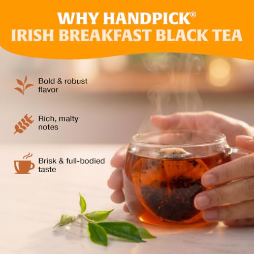 Image of HANDPICK Irish Breakfast Teabags(100 Count) Caffeinated Bold Black Teabags