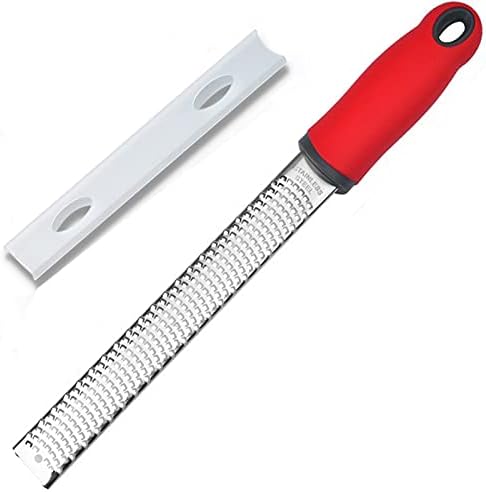 Updated Version Lemon Zester & Cheese Grater-Premium Stainless Steel - A Sharp Kitchen Tool for Ginger, Garlic, Nutmeg, Chocolate, Vegetables, Fruits, Dishwasher Safe (Yellow)