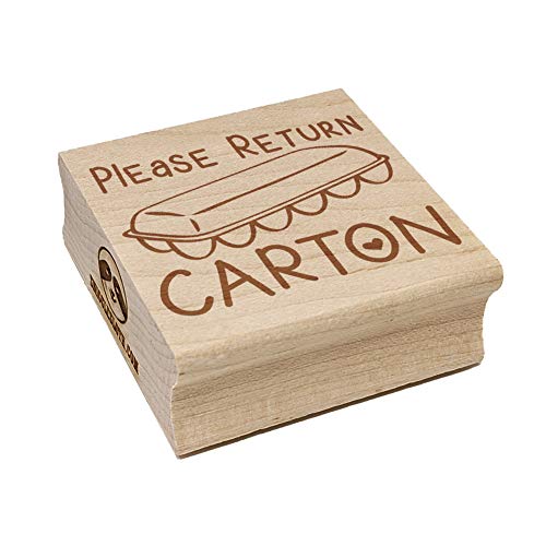Please Return Egg Carton Heart Square Rubber Stamp for Stamping Crafting - 1.25in Small