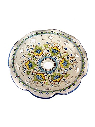 Copa de cerámica siciliana de 30 cm con casquillo grande E27 de flores