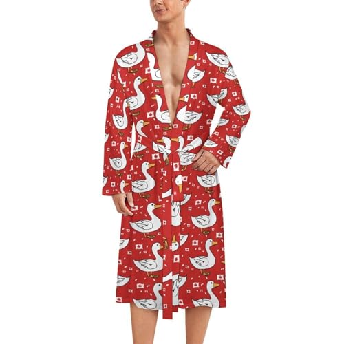 Ducks Canada Flag Funny Men's Robe Soft Lightweight Bathrobe Long-sleeve Spa Robes