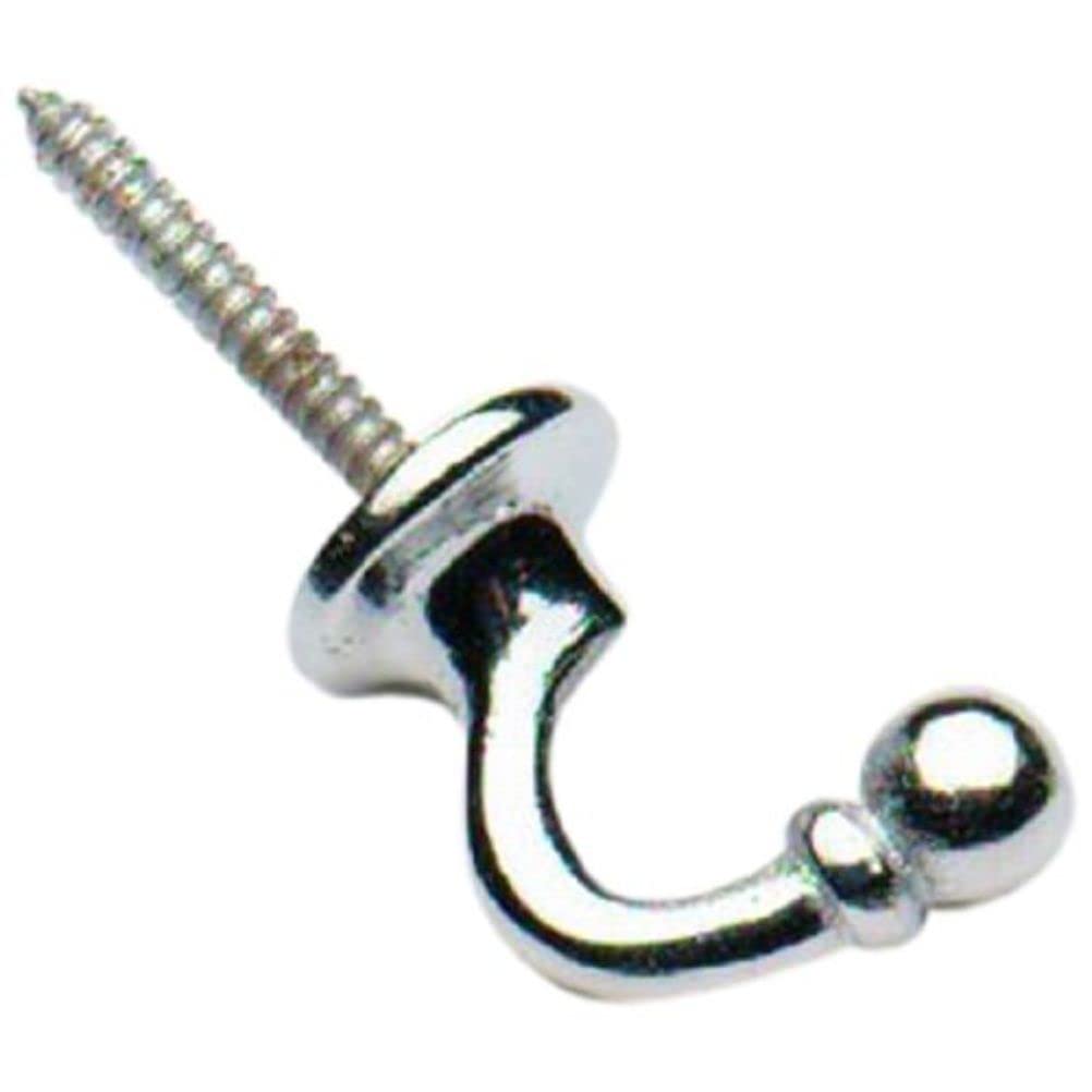 Merriway Chrome Plated Merriway® Bh01634 (2 Pcs) Ball End Curtain Drapery Hold Back Tie Back Hooks, 30Mm (1.3/16 Inch) - Pack Of 2 Pieces