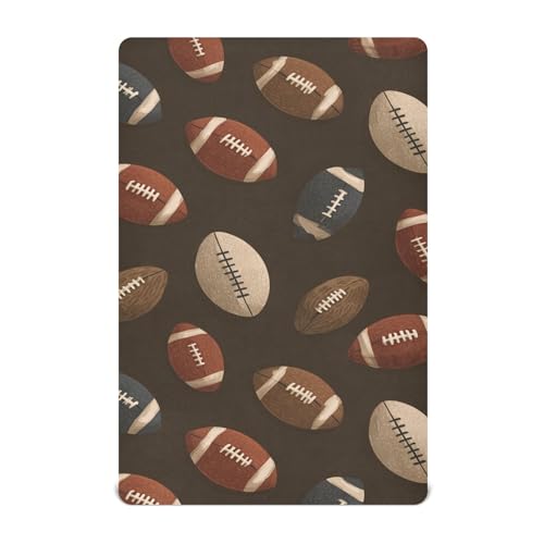 Image of American Football Sport Vintage Crib Sheets Soft Breathable Fitted Baby Crib Sheets Mattress Cover for Girls Boys52 x 28 inch x 9 inch